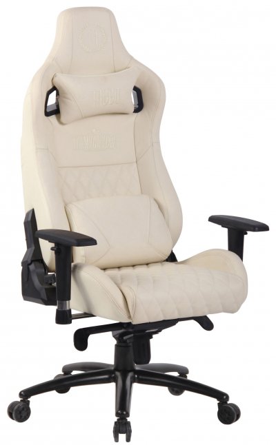  CLP Fauteuil de bureau Gamer Keren en v&eacute;ritable cuir , Cr&egrave;me