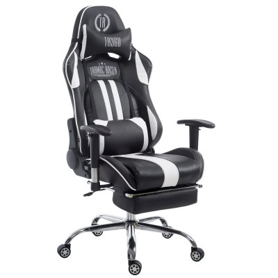 CLP TRADING CLP Fauteuil de bureau Gamer Limit V2 en similicuir , Noir / Blanc/avec repose-pieds