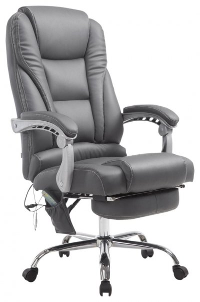 CLP Fauteuil de bureau Pacific en similicuir avec une fonction massage , Gris