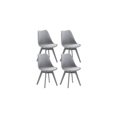 CLP Lot de 4 chaises de cuisine Linares , Gris / Gris/Plastique