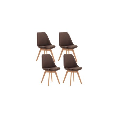 CLP Lot de 4 chaises de cuisine Linares , Marron/Tissu