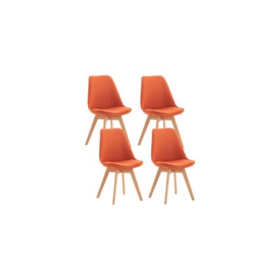 CLP Lot de 4 chaises de cuisine Linares , Orange/Tissu