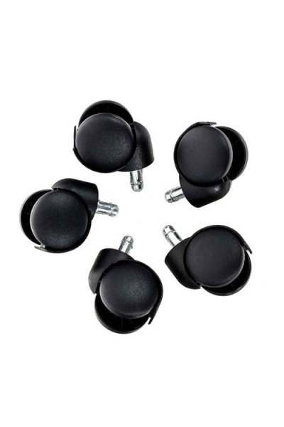 CLP - Set de 5 roulettes en plastique pour fauteuil de bureau noir
