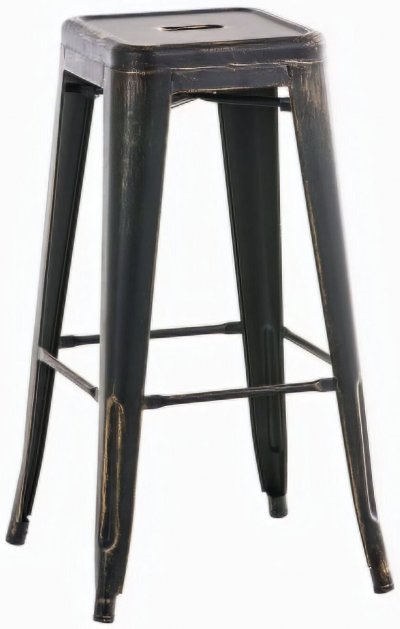 CLP - Tabouret de bar 100% en m&eacute;tal joshua antique/noir-dor&eacute;