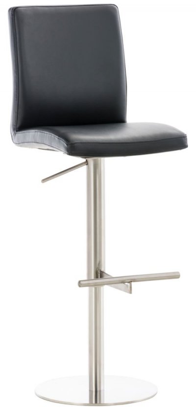 CLP Tabouret de bar Cadiz en similicuir , Acier inoxydable/Noir
