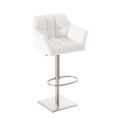 CLP Tabouret de bar Damaso en similicuir , Blanc /Acier inoxydable