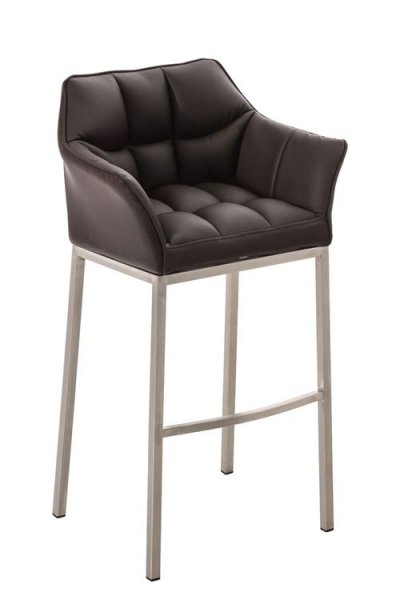 CLP Tabouret de bar Damaso en Similicuir , Marron/Acier inoxydable