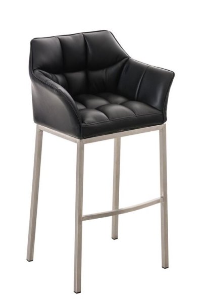 CLP Tabouret de bar Damaso en Similicuir , Noir /Acier inoxydable