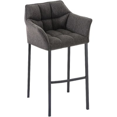 CLP Tabouret de bar Damaso en Tissu avec 4 pieds , Gris titane/Noir