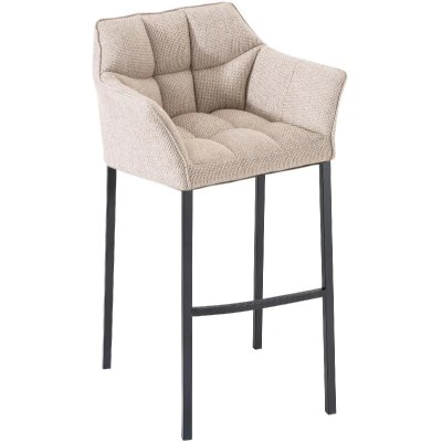 CLP Tabouret de bar Damaso en Tissu avec 4 pieds , Ivoire/Noir