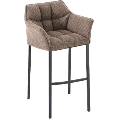 CLP Tabouret de bar Damaso en Tissu avec 4 pieds , Marron terre/Noir