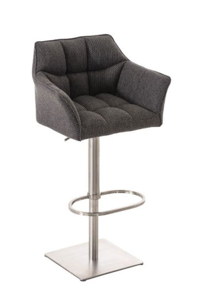 CLP Tabouret de bar Damaso en Tissu , Gris titane/Acier inoxydable