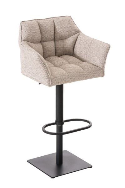 CLP - Tabouret de bar Damaso en Tissu ivoire M&eacute;tal noir mat