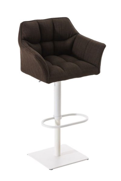 CLP - Tabouret de bar Damaso en Tissu marron M&eacute;tal blanc mat