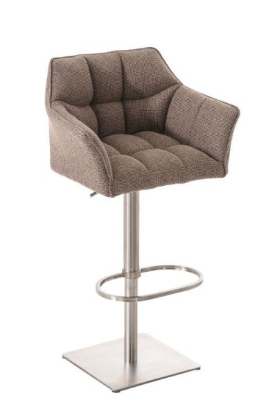 CLP Tabouret de bar Damaso en Tissu , Marron terre/Acier inoxydable
