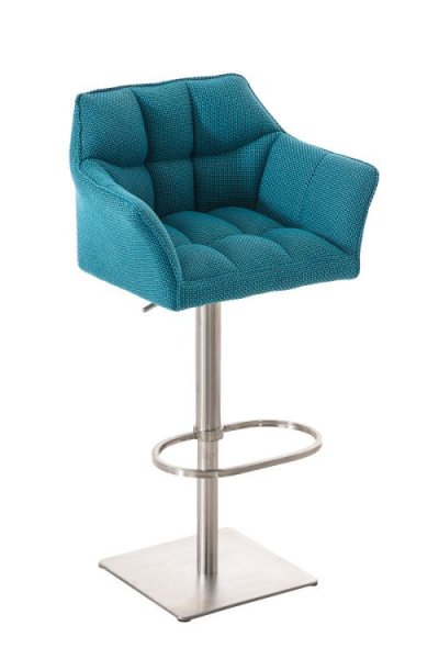 CLP Tabouret de bar Damaso en Tissu , Turquoise/Acier inoxydable