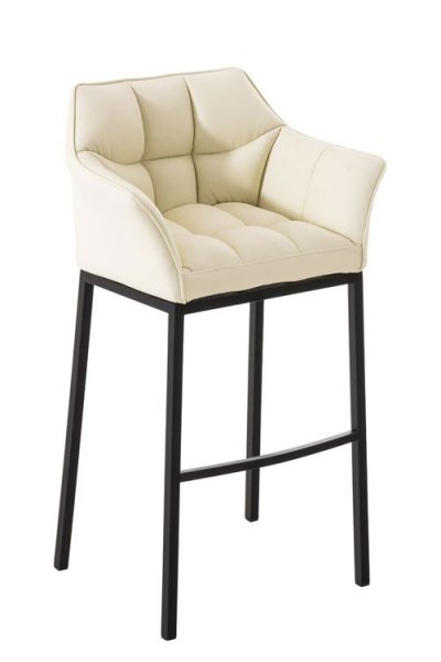 CLP - Tabouret de bar Damaso similicuir beige M&eacute;tal noir mat