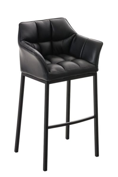 CLP - Tabouret de bar Damaso similicuir noir M&eacute;tal noir mat