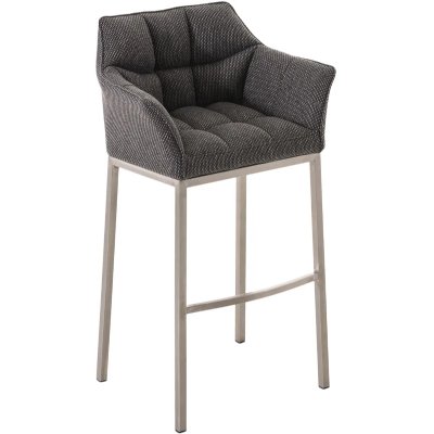 CLP - Tabouret de bar Damaso tissu gris titane Acier affin&eacute;