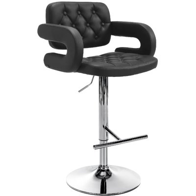 CLP - Tabouret de bar Dublin similicuir noir M&eacute;tal chrom&eacute;