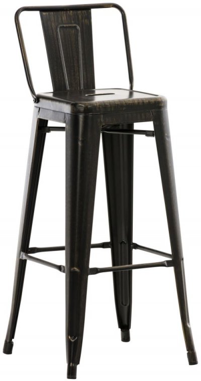 CLP - Tabouret de bar en m&eacute;tal mason antique/noir-dor&eacute;