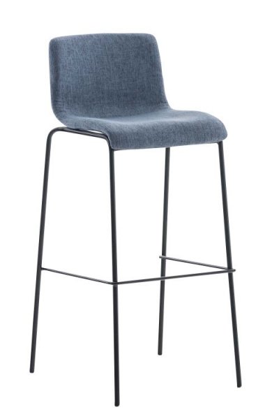CLP Tabouret de bar Hoover Assise en Tissu - 4 Pieds en m&eacute;tal , Bleu/Noir 
