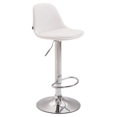 CLP Tabouret de bar Kiel assise et dossier rembourr&eacute;s similicuir , Chrome/Blanc