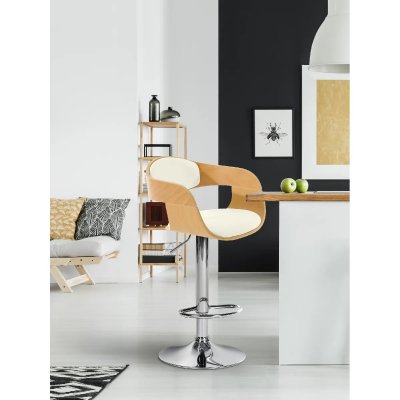 CLP - Tabouret de bar Kingston nature/blanc