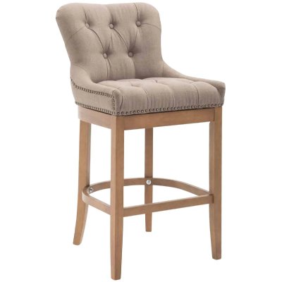 CLP Tabouret de bar Lakewood tissu Pi&egrave;tement antique clair , Taupe