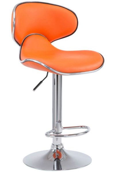 CLP Tabouret de bar Las Vegas V2 similicuir avec pied en m&eacute;tal , Orange/Chrome 