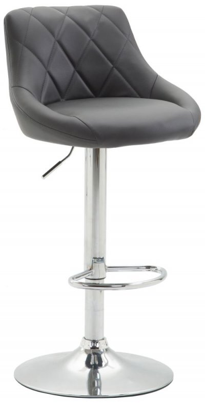 CLP Tabouret de bar Lazio en similicuir avec pied en m&eacute;tal , Gris