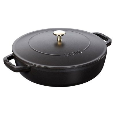 STAUB Cocotte ronde chistera - 28 cm - noir mat - fonte &eacute;maill&eacute;e - 6,7 l