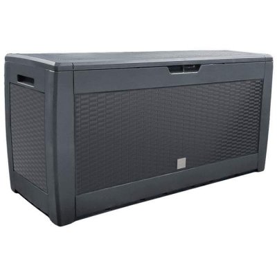 VOUNOT Coffre de rangement exterieur 310l en pp 119x48x60cm style polyrotin anthracite