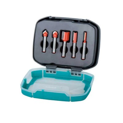 WOLFCRAFT Coffret 5 fraises &agrave; rainurer  8753000 &Oslash;8 mm - longueur 40 mm