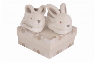 DOUDOU ET COMPAGNIE Coffret Chaussons Lapin Taupe 0/6 mois