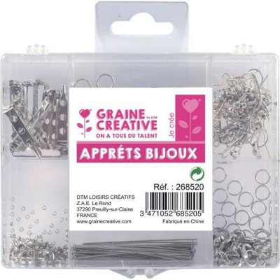 GRAINE CREATIVE Coffret d'appr&ecirc;ts &agrave; bijoux argent&eacute;s x