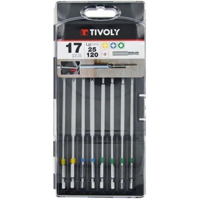 TIVOLY Coffret de 17 Embouts de Vissage L25 et L120mm - 