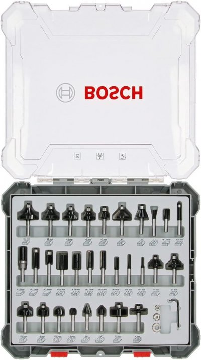 BOSCH Coffret de 30 fraises mixtes &agrave; queue de 6 mm  - 2607017474