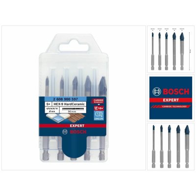 BOSCH Coffret de 5 forets Hard Ceramic HEX-9 mixtes EXPERT - 2608900597