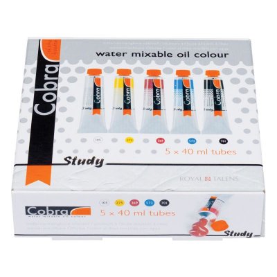 COBRA Coffret de 5 tubes de peinture &agrave; l'huile 40ml  Study blanc