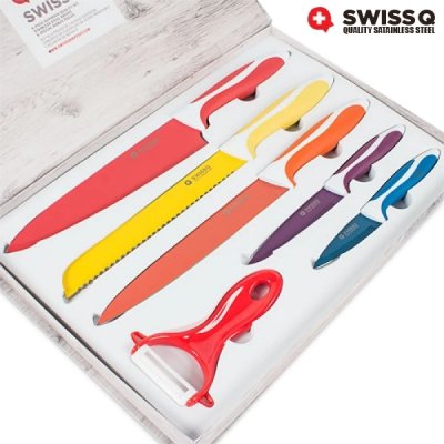 TOTALCADEAU Coffret de couteaux Swiss Q 5 couteaux et 1 &eacute;conome