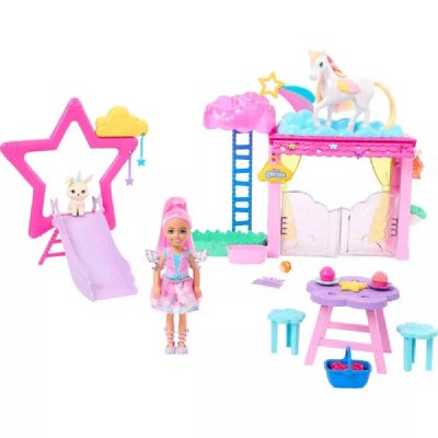 MATTEL Coffret de Jeu Barbie A Touch Of Magic avec Poup&eacute;e Chelsea et B&eacute;b&eacute; P&eacute;gase  Multicolore 