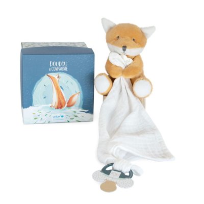 DOUDOU ET COMPAGNIE Coffret doudou attache sucette Renard UNICEF 