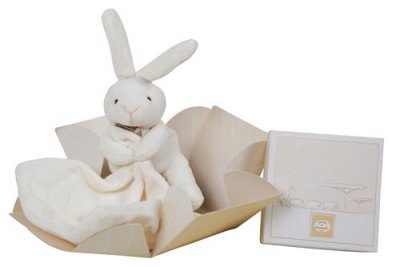 DOUDOU ET COMPAGNIE Coffret doudou mouchoir lapin (10 cm) 