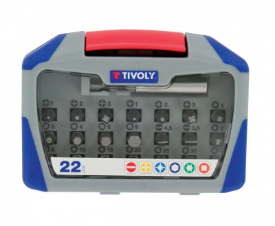 TIVOLY Coffret embouts de vissage 22 pi&egrave;ces +porte embouts 