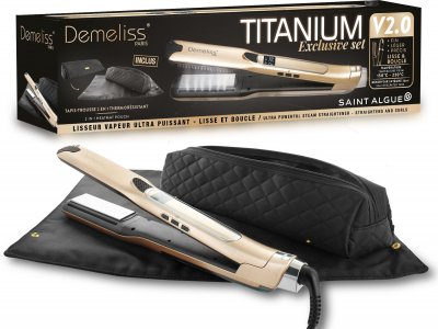 SAINT ALGUE Coffret lisseur vapeur + tapis trousse 2-en-1 - - Demeliss Exclusive Set Tita V2 - Titanium - Gold