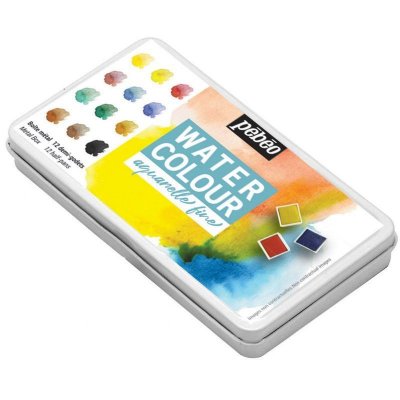 PEBEO Coffret M&eacute;tal 12 Demi Godets D'aquarelle Fine P&eacute;b&eacute;o