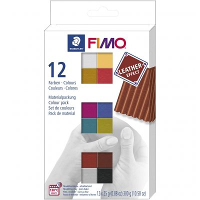 STAEDTLER Coffret P&acirc;te Fimo Effet cuir - 12 x 25 g - Fimo - couleur variant