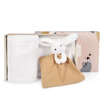 DOUDOU ET COMPAGNIE Coffret plaid et doudou Lapin Happy Wild