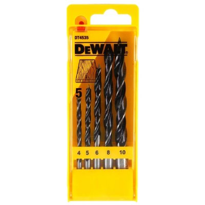 DEWALT Coffret plastique  5 m&egrave;ches &agrave; bois 3 pointes - DT4535